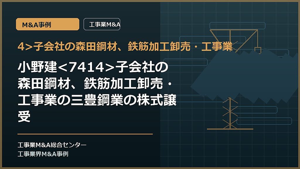 4>子会社の森田鋼材、鉄筋加工卸売・工事業の記事アイキャッチ画像