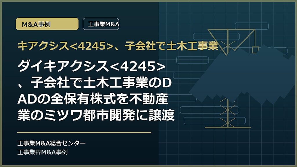 キアクシス、子会社で土木工事業の記事アイキャッチ画像