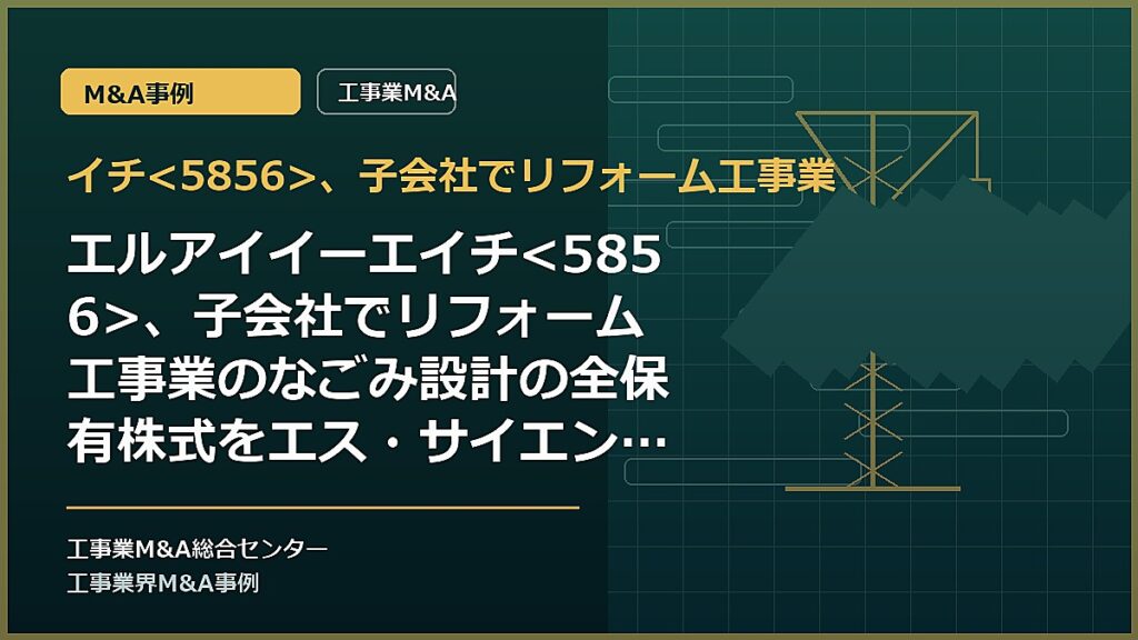 イチ、子会社でリフォーム工事業の記事アイキャッチ画像