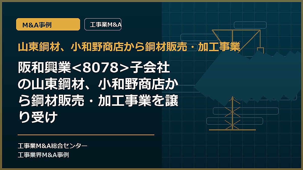 山東鋼材、小和野商店から鋼材販売・加工事業の記事アイキャッチ画像
