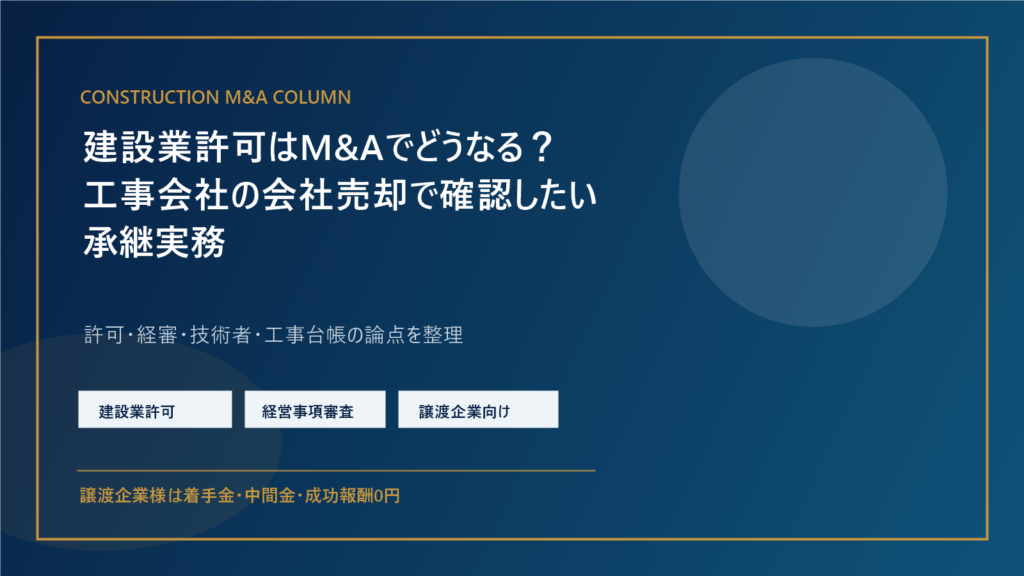 建設業許可と経営事項審査を確認しながら工事会社のM&A承継実務を整理するイメージ