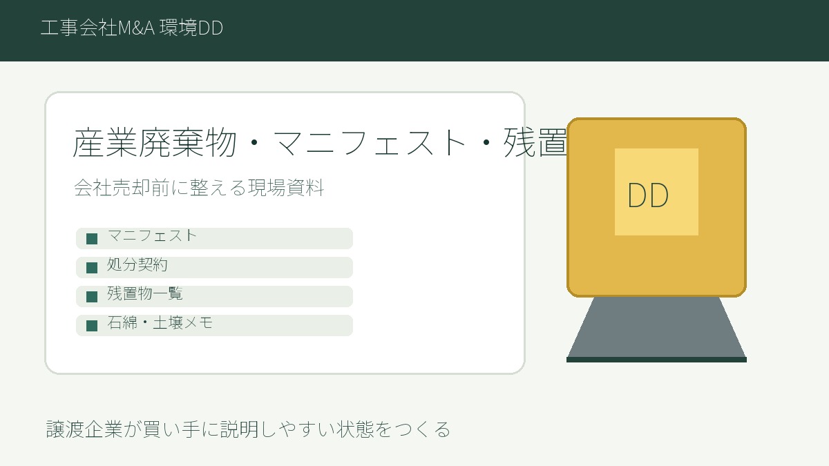 建設会社の会社売却で確認する産業廃棄物・マニフェスト・残置物の環境DD